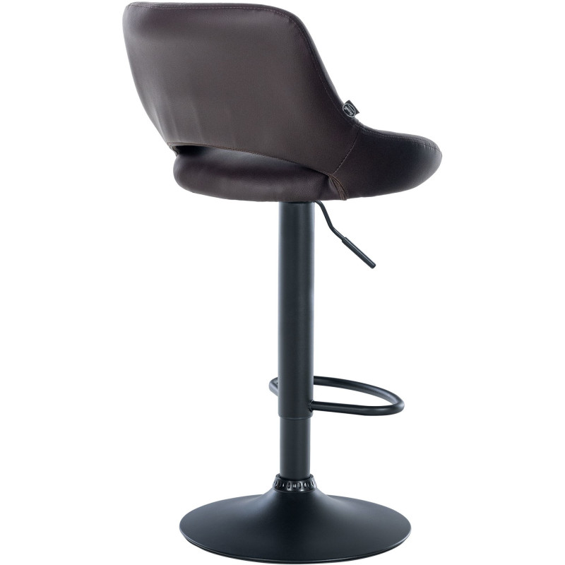 Tabouret de bar réglable pivotant en Polyuréthane Marron Métal Noir Kelran - 4