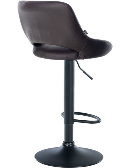 Tabouret de bar réglable pivotant en Polyuréthane Marron Métal Noir Kelran - 4