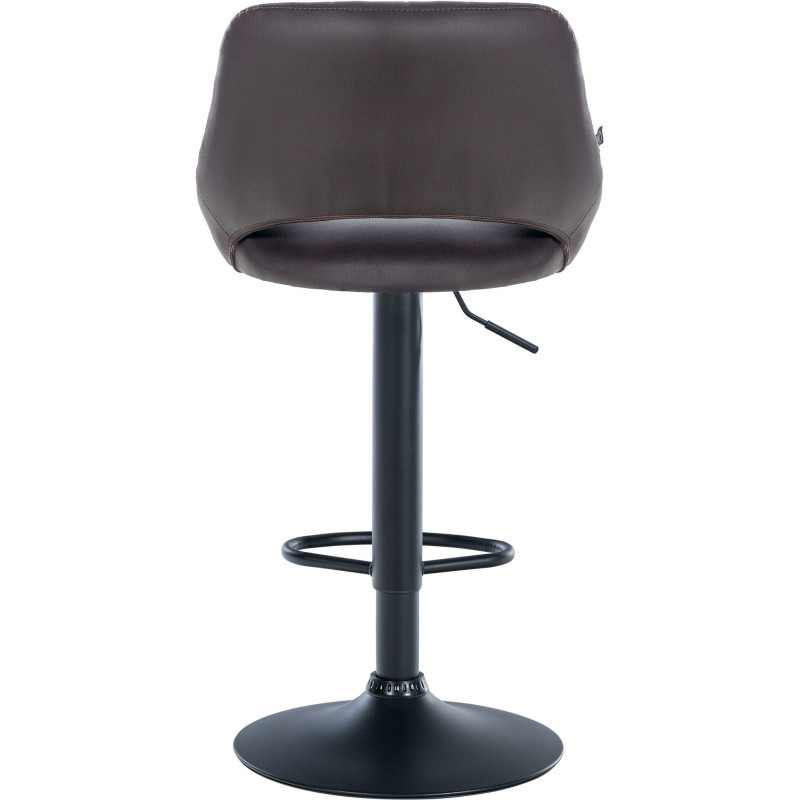 Tabouret de bar réglable pivotant en Polyuréthane Marron Métal Noir Kelran - 5