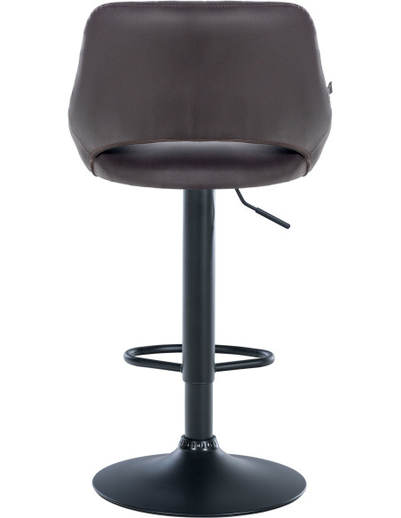 Tabouret de bar réglable pivotant en Polyuréthane Marron Métal Noir Kelran - 5