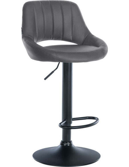 Tabouret de bar réglable pivotant en Polyuréthane Gris Métal Noir Kelran - 1