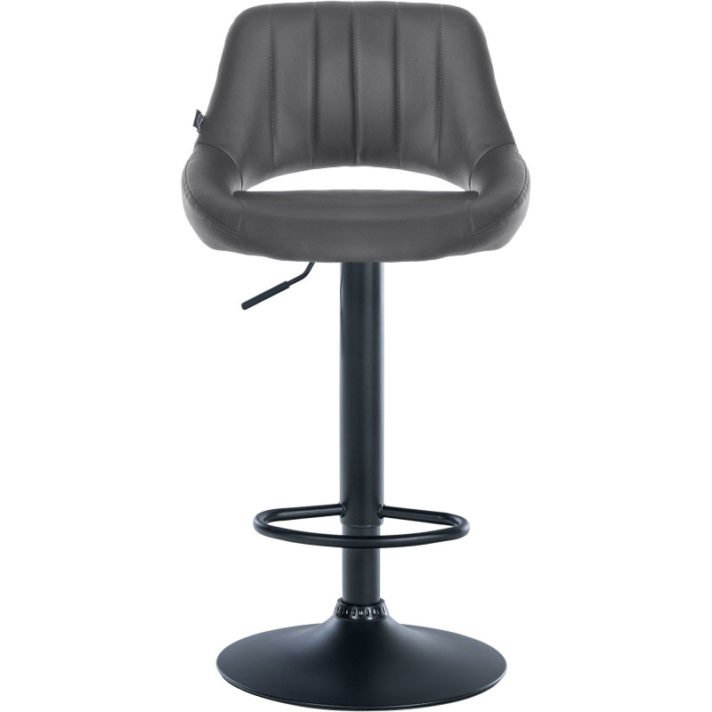 Tabouret de bar réglable pivotant en Polyuréthane Gris Métal Noir Kelran - 2