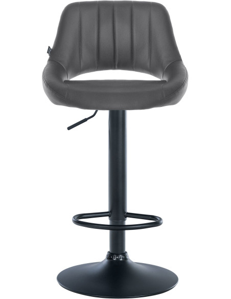 Tabouret de bar réglable pivotant en Polyuréthane Gris Métal Noir Kelran - 2