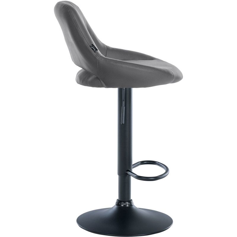 Tabouret de bar réglable pivotant en Polyuréthane Gris Métal Noir Kelran - 3