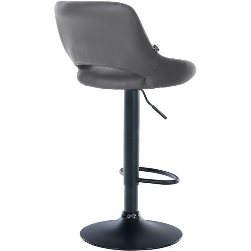 Tabouret de bar réglable pivotant en Polyuréthane Gris Métal Noir Kelran - 4