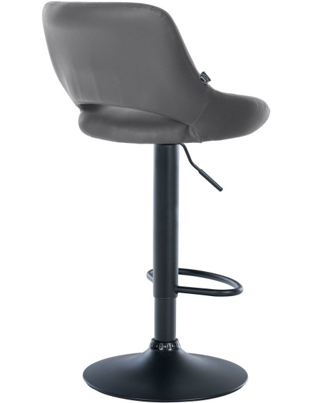 Tabouret de bar réglable pivotant en Polyuréthane Gris Métal Noir Kelran - 4
