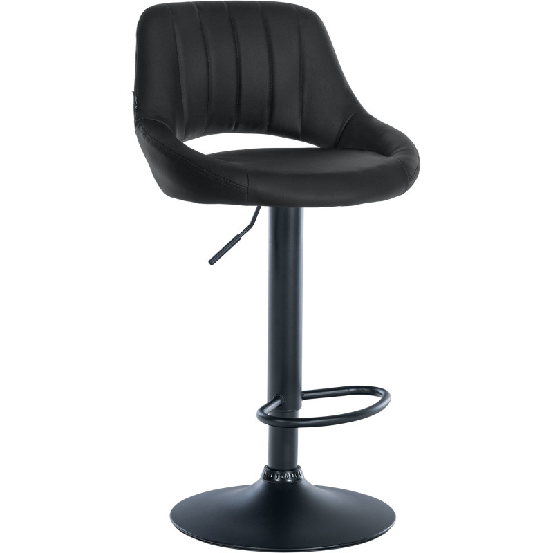 Tabouret de bar réglable pivotant en Polyuréthane Noir Métal Noir Kelran - 1