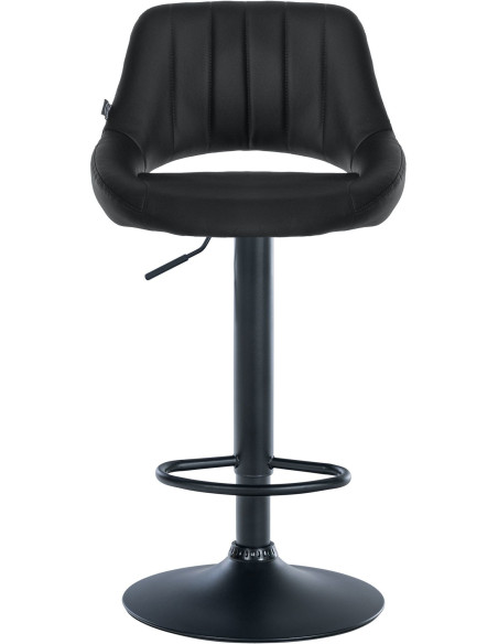 Tabouret de bar réglable pivotant en Polyuréthane Noir Métal Noir Kelran - 2