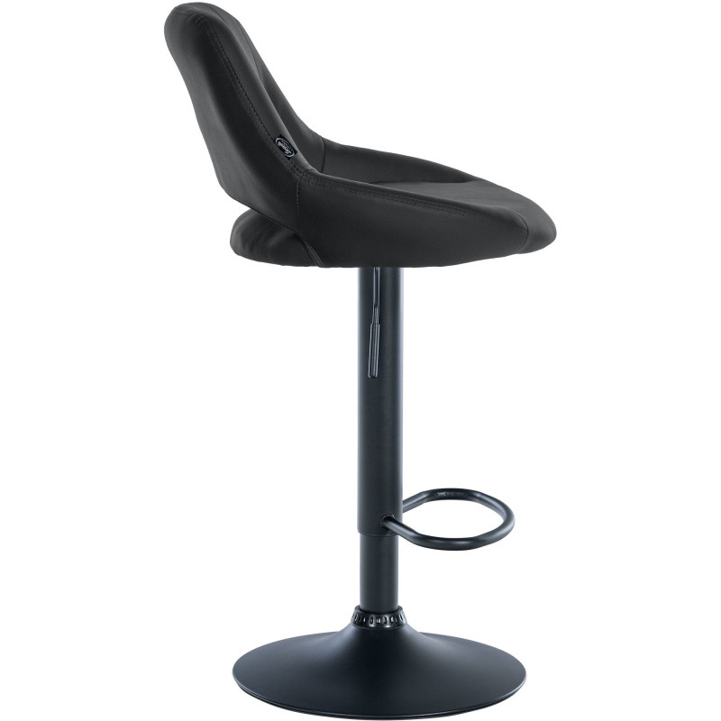 Tabouret de bar réglable pivotant en Polyuréthane Noir Métal Noir Kelran - 3