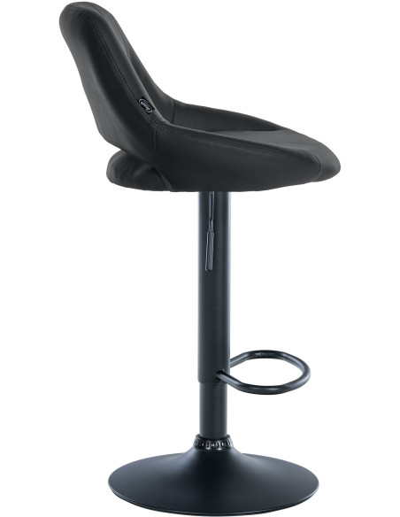 Tabouret de bar réglable pivotant en Polyuréthane Noir Métal Noir Kelran - 3