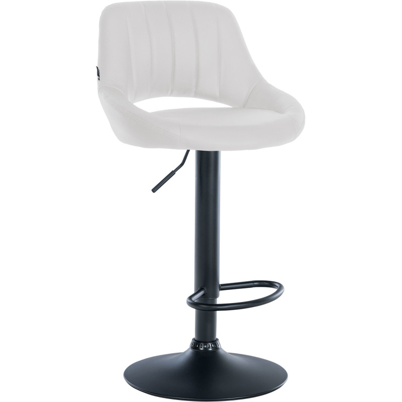 Tabouret de bar réglable pivotant en Polyuréthane Blanc Métal Noir Kelran - 1