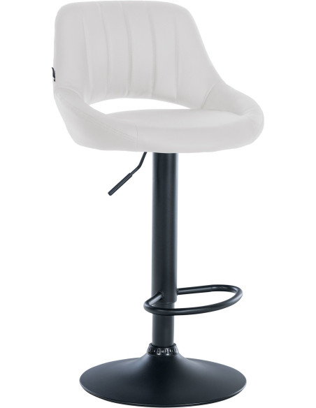 Tabouret de bar réglable pivotant en Polyuréthane Blanc Métal Noir Kelran - 1