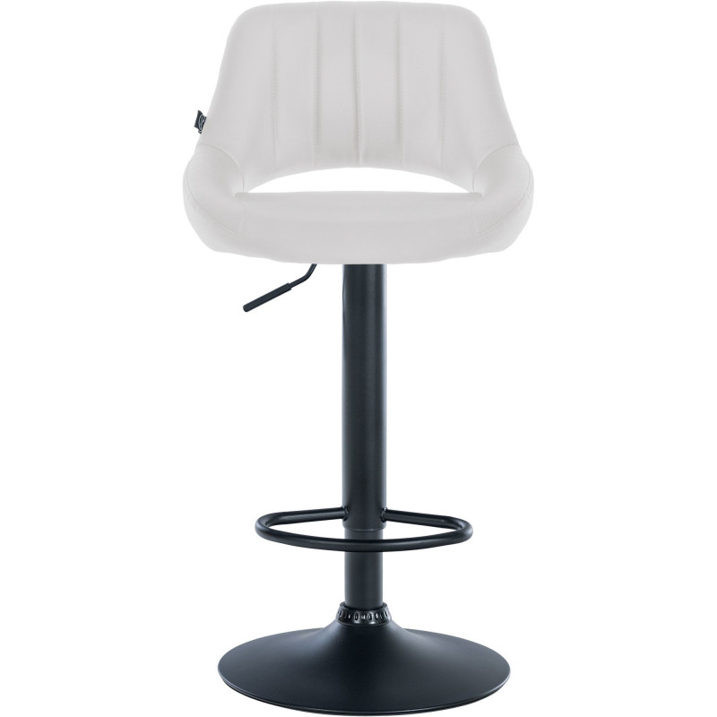 Tabouret de bar réglable pivotant en Polyuréthane Blanc Métal Noir Kelran - 2