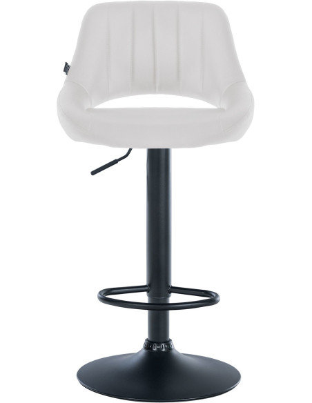 Tabouret de bar réglable pivotant en Polyuréthane Blanc Métal Noir Kelran - 2