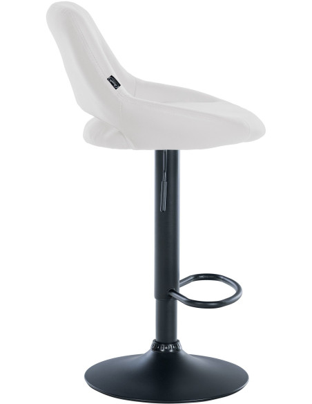 Tabouret de bar réglable pivotant en Polyuréthane Blanc Métal Noir Kelran - 3