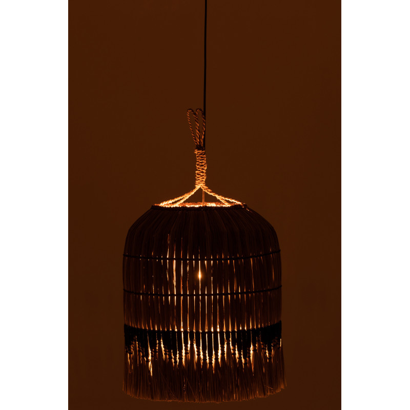 Suspension Ronde 45 cm en Herbe Naturel Noir Avec frange Josselyne - 3