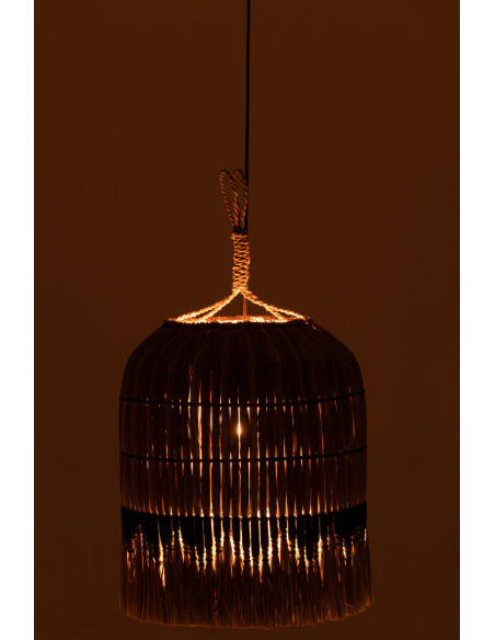 Suspension Ronde 45 cm en Herbe Naturel Noir Avec frange Josselyne - 3