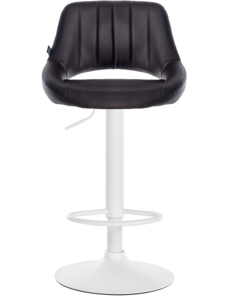 Tabouret de bar réglable pivotant en Polyuréthane Marron Métal Blanc Kelran - 2