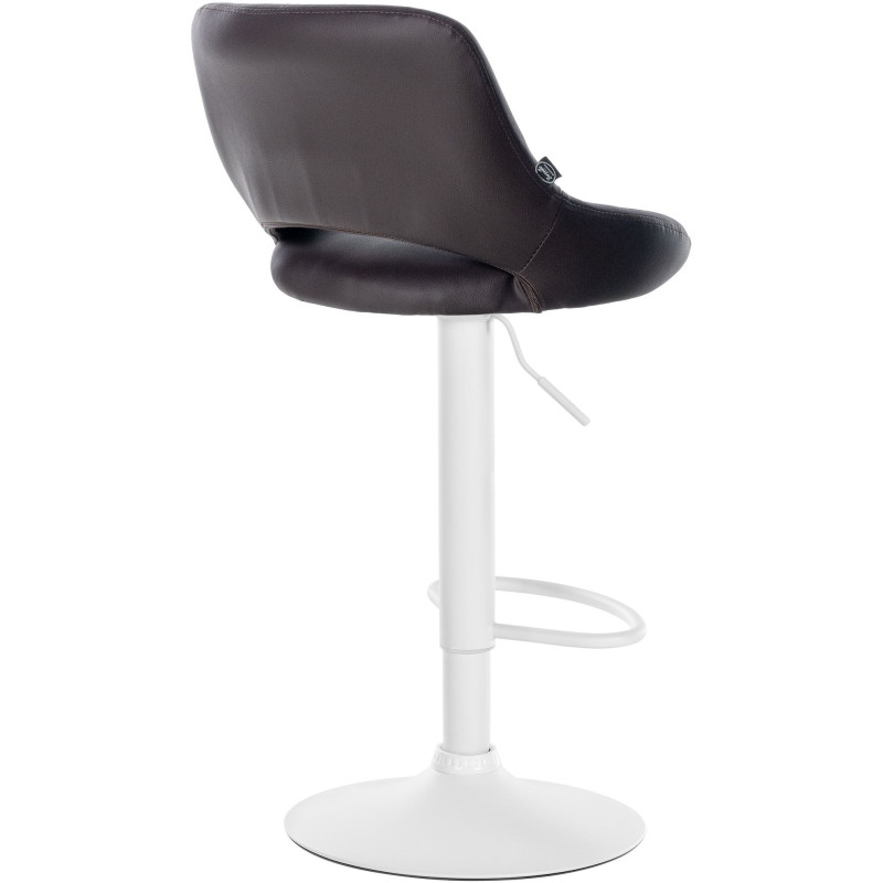 Tabouret de bar réglable pivotant en Polyuréthane Marron Métal Blanc Kelran - 4