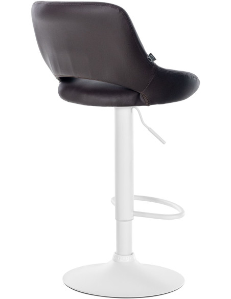 Tabouret de bar réglable pivotant en Polyuréthane Marron Métal Blanc Kelran - 4