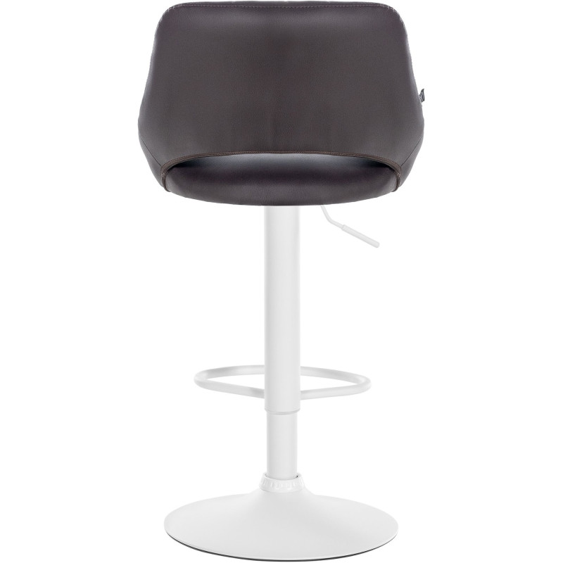 Tabouret de bar réglable pivotant en Polyuréthane Marron Métal Blanc Kelran - 5