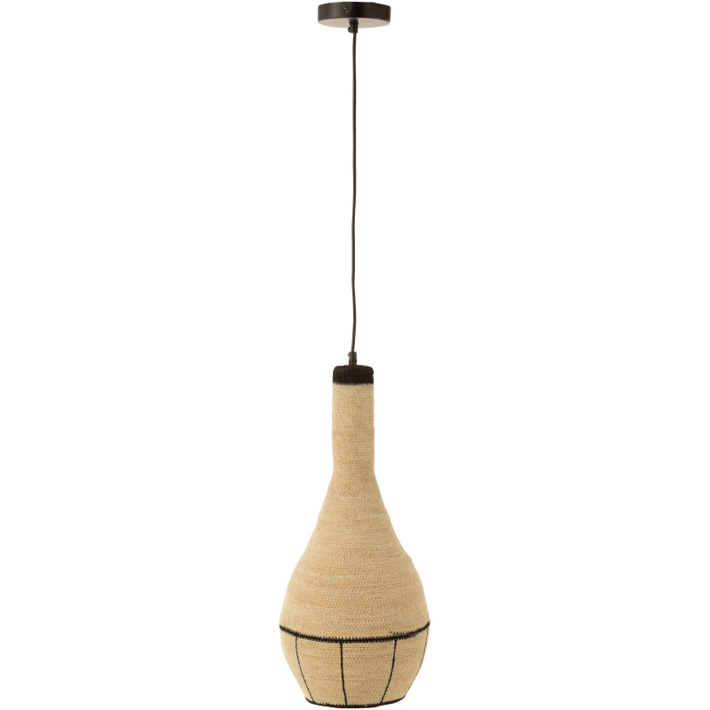 Suspension Poire 24 cm en Jonc de mer Naturel Noir Motif lignes Emna - 1