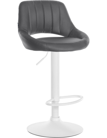 Tabouret de bar réglable pivotant en Polyuréthane Gris Métal Blanc Kelran - 1