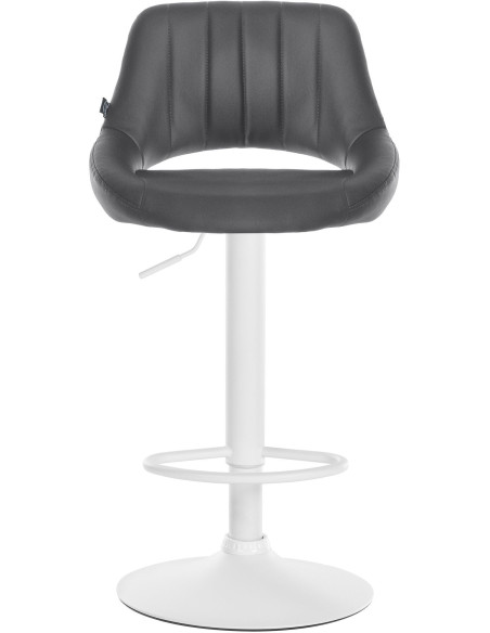 Tabouret de bar réglable pivotant en Polyuréthane Gris Métal Blanc Kelran - 2