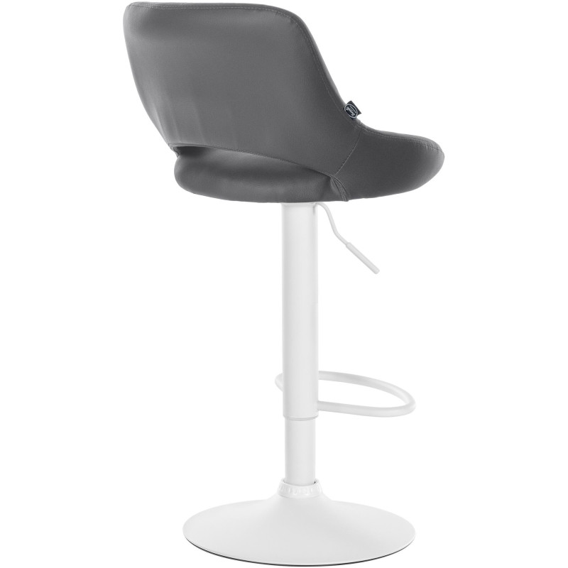 Tabouret de bar réglable pivotant en Polyuréthane Gris Métal Blanc Kelran - 4