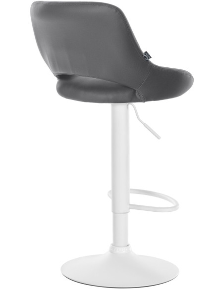 Tabouret de bar réglable pivotant en Polyuréthane Gris Métal Blanc Kelran - 4