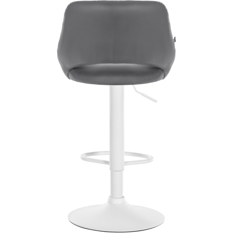 Tabouret de bar réglable pivotant en Polyuréthane Gris Métal Blanc Kelran - 5