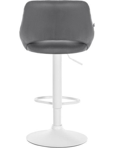 Tabouret de bar réglable pivotant en Polyuréthane Gris Métal Blanc Kelran - 5