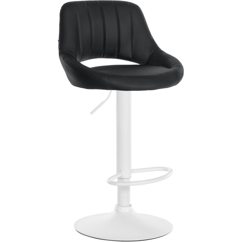 Tabouret de bar réglable pivotant en Polyuréthane Noir Métal Blanc Kelran - 1