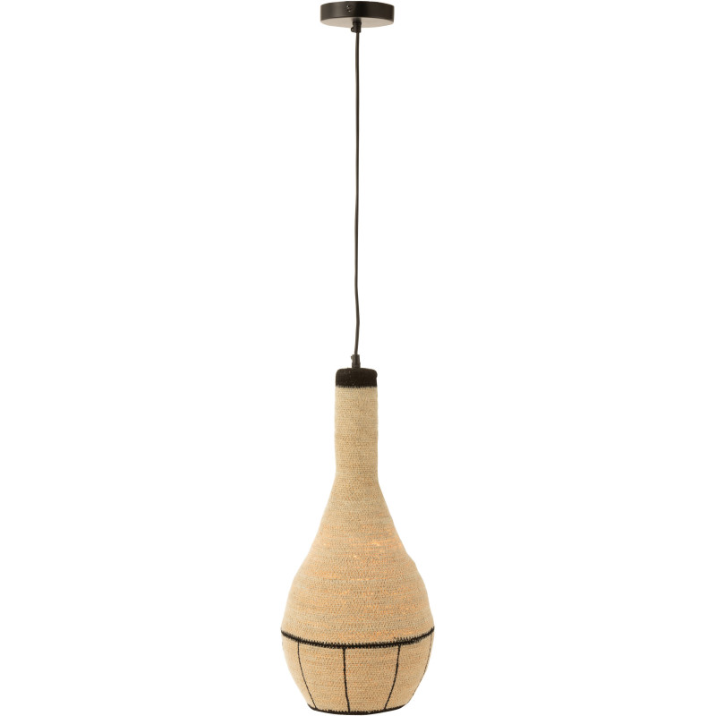 Suspension Poire 24 cm en Jonc de mer Naturel Noir Motif lignes Emna - 2