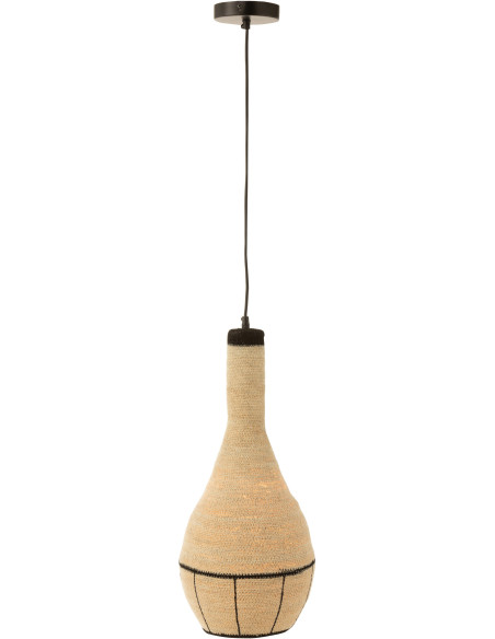 Suspension Poire 24 cm en Jonc de mer Naturel Noir Motif lignes Emna - 2
