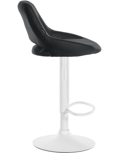 Tabouret de bar réglable pivotant en Polyuréthane Noir Métal Blanc Kelran - 3