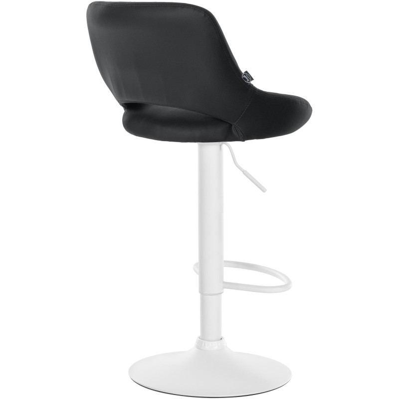 Tabouret de bar réglable pivotant en Polyuréthane Noir Métal Blanc Kelran - 4