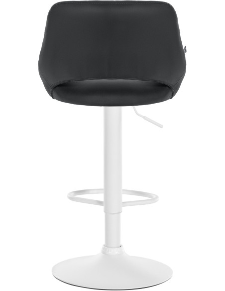 Tabouret de bar réglable pivotant en Polyuréthane Noir Métal Blanc Kelran - 5