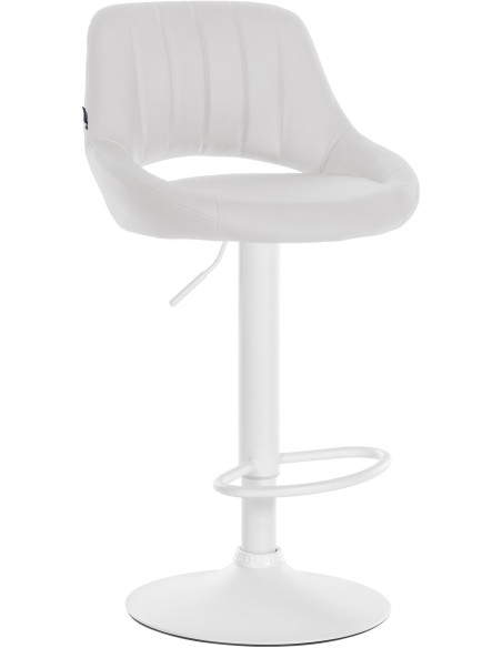 Tabouret de bar réglable pivotant en Polyuréthane Blanc Métal Blanc Kelran - 1