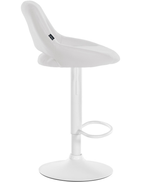 Tabouret de bar réglable pivotant en Polyuréthane Blanc Métal Blanc Kelran - 3