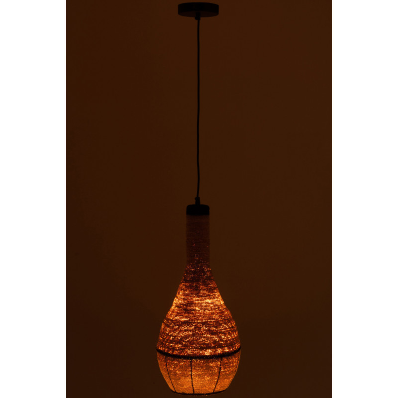 Suspension Poire 24 cm en Jonc de mer Naturel Noir Motif lignes Emna - 3