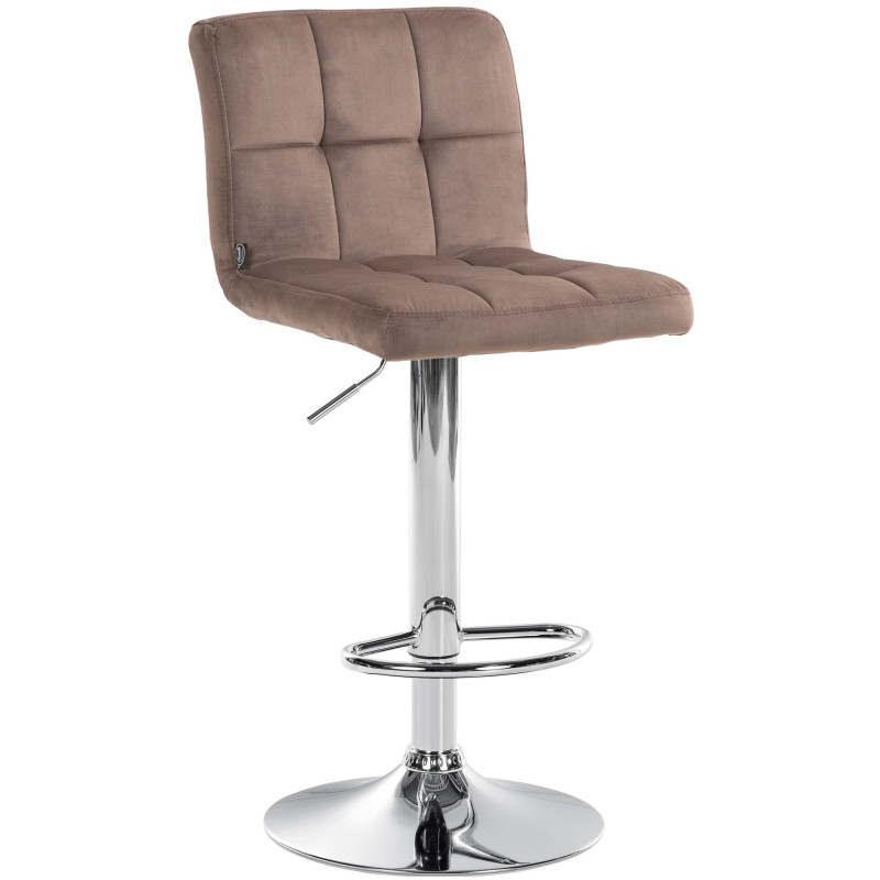 Tabouret de bar réglable en Velours Marron Métal Argenté Gorlin - 1