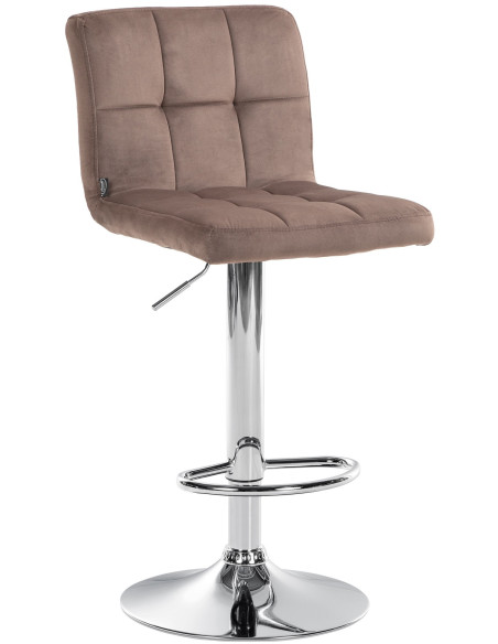 Tabouret de bar réglable en Velours Marron Métal Argenté Gorlin - 1