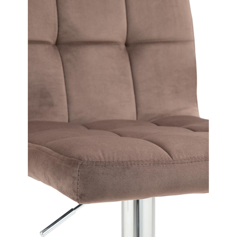 Tabouret de bar réglable en Velours Marron Métal Argenté Gorlin - 5