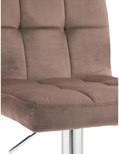 Tabouret de bar réglable en Velours Marron Métal Argenté Gorlin - 5