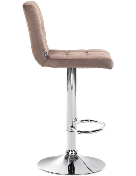Tabouret de bar réglable en Velours Marron Métal Argenté Gorlin - 7