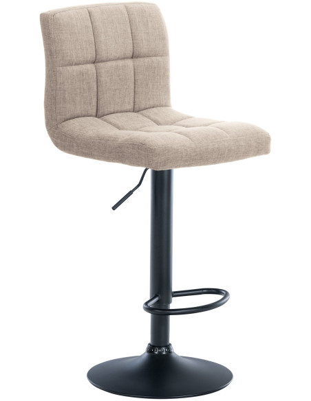 Tabouret de bar design en Tissu Blanc crème Métal Noir Motif matelassé Tivran - 1