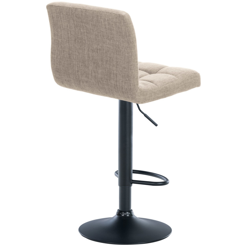 Tabouret de bar design en Tissu Blanc crème Métal Noir Motif matelassé Tivran - 2