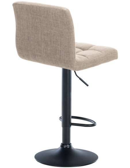 Tabouret de bar design en Tissu Blanc crème Métal Noir Motif matelassé Tivran - 2