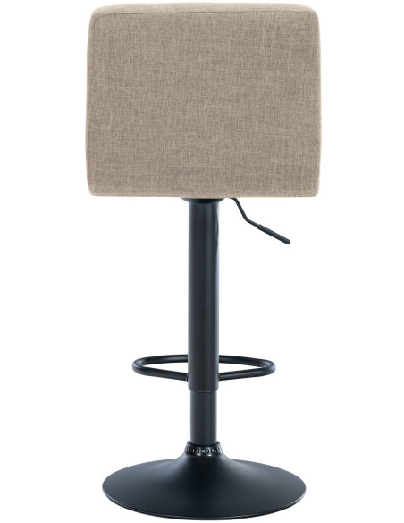 Tabouret de bar design en Tissu Blanc crème Métal Noir Motif matelassé Tivran - 3